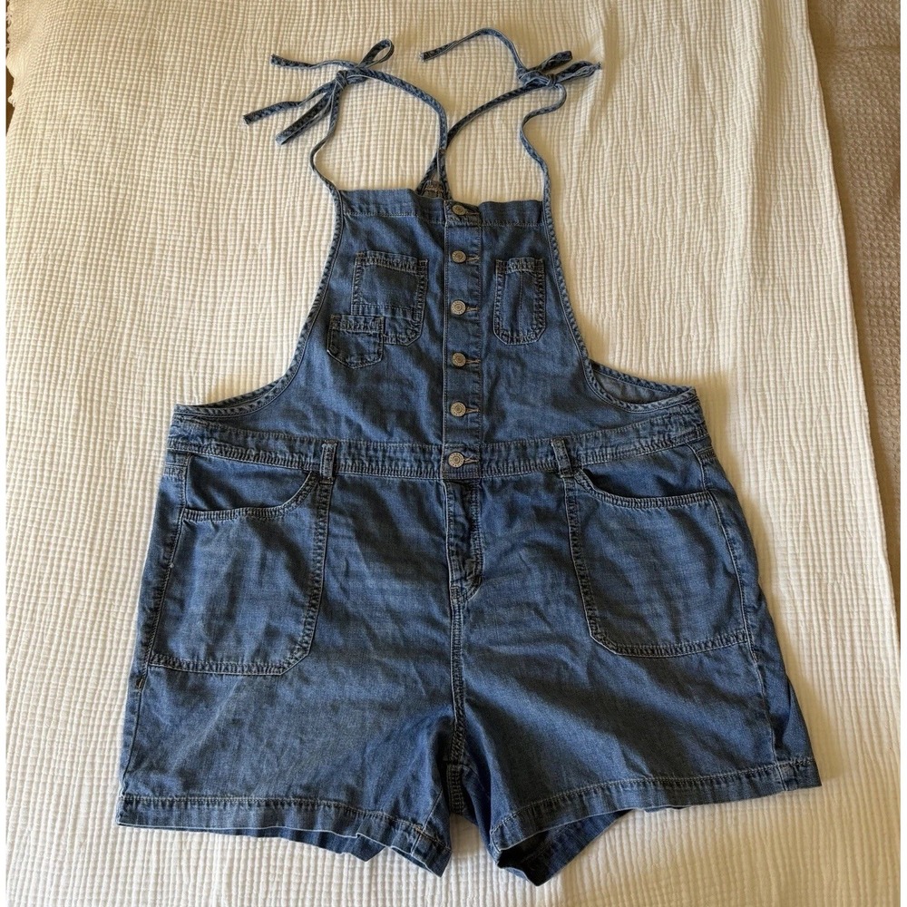 Torrid Women's lightweight denim shortall Jumpsuit Overalls (16) Cottage Cotton